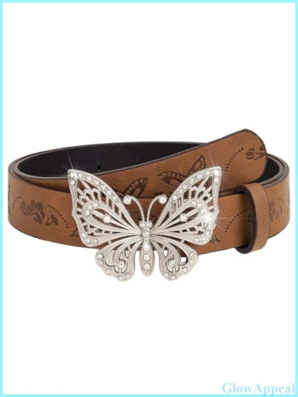 Faux Leather Western Belt Butterfly Buckle Cowgirl Jean Dress